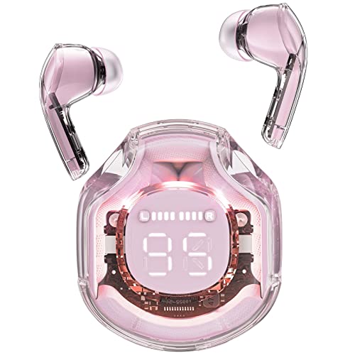 ACEFAST T8 Bluetooth Kopfhörer, Kopfhoerer Kabellos Bluetooth 5.3 In Ear mit 4 Mikrofon, 30H Akku, Transparente LED-Anzeige, ENC Noise Cancelling Wireless Earbuds, HiFi Stereo Ohrhörer, Süßes Rosa von ACEFAST