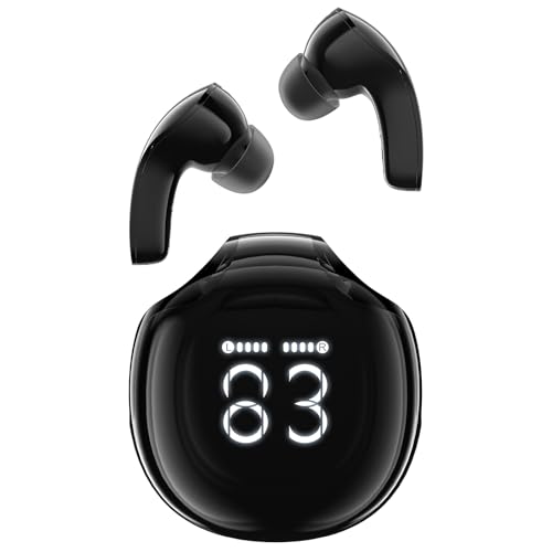 ACEFAST T9 Bluetooth Kopfhörer, In Ear Kopfhörer Kabellos Bluetooth 5.3 Kopfhoerer mit 4 Mic, 2023 Neue ENC Noise Cancelling Wireless Earbuds 30H Saftigen Bass, Crystal Ohrhörer LED-Anzeige,Schwarz von ACEFAST