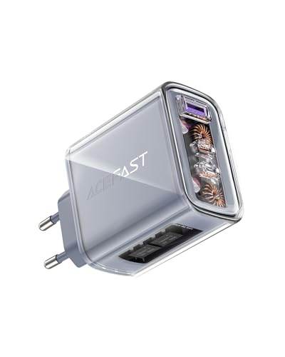 ACEFAST USB C Ladegerät 65W, Schnellladegerät GaN USB C Netzteil PD Stecker, Fast Charger für MacBook Pro/Air, iPad Pro/Air, iPhone 8-14 Series, Galaxy S23/S23 Ultra/S22 usw, Grau von ACEFAST