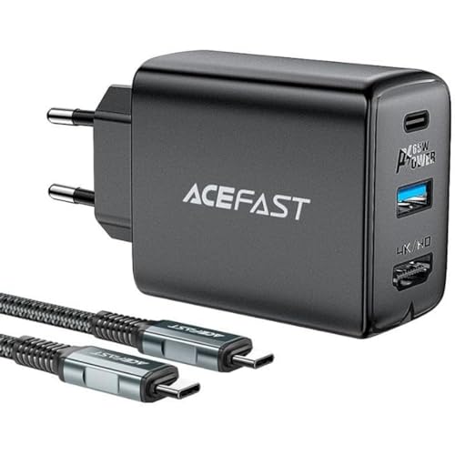 Acefast A17 Wandladegerät 65W GaN + USB-C Kabel (Schwarz) von ACEFAST