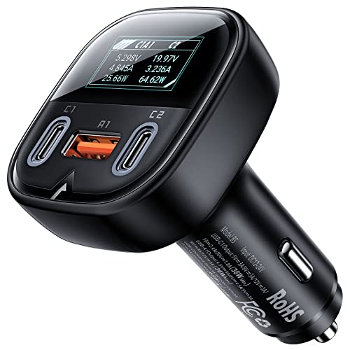 Acefast Kfz-Ladegerät B5, 101W, 2X USB-C + USB, OLED (schwarz) von ACEFAST