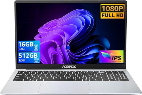 ACEMAGIC Laptop, Metallgehäuse, 15,6 Zoll FHD, 16 GB DDR4 512 GB SSD Notebook, Intel Quad-Core N95(bis zu 3,40 GHz) schlägt N5095,Leichter Laptop 15 Zoll mit WiFi, BT5.0, USB 3.2×2, Type C,HDMI von ACEMAGIC
