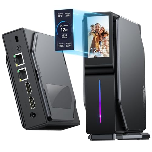 ACEMAGIC S1 LCD Mini PC 𝖶indows 11, Ιntel Alder Lake-N97(bis zu 3,60 GHz, 12W TDP, Max 25W), 16GB DDR4 512GB M.2 SSD Mini Desktop Computer, Dual LAN Mini Tower PC mit RGB-Licht/WiFi 6/4K UHD. von ACEMAGIC