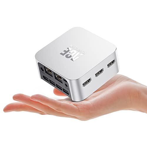 ACEMAGICIAN Mini PC Dual Ethernet, 12th Ιntel Alder Lake-N95 (bis zu 3,4 GHz) Desktop-PC, 12GB LPDDR5 RAM 256GB M.2 SSD, 4K HDMI*3 Geringer Stromverbrauch für die Schule zu Hause/Büro von ACEMAGICIAN