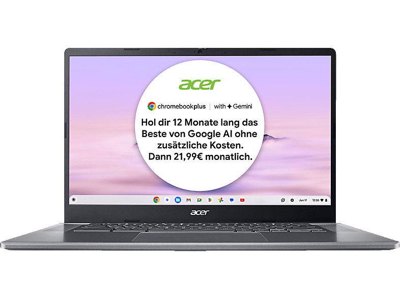 ACER 515 (CB515-2H-363X), Chromebook Plus, mit 15,6 Zoll Display, Intel® Core™ i3,i3-1215U Prozessor, 8 GB RAM, 128 Flash, UHD Graphics, Steel Gray, Google Chrome OS von ACER