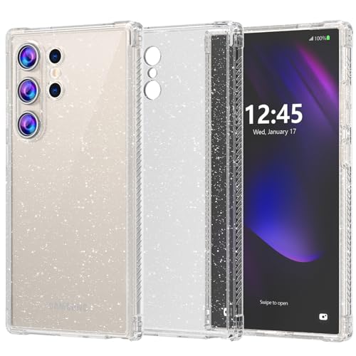 ACKETBOX Glitzer-Schutzhülle für Samsung Galaxy S24 Ultra, stoßfest, entworfen für Samsung S24 Ultra 5G, 17,3 cm (6,8 Zoll), transparent von ACKETBOX