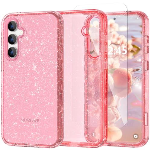 ACKETBOX Hülle für Samsung Galaxy S23 FE 6.4 Zoll, Glitzer Handyhülle mit Galaxy S23 FE, Militärnorm Sturzschutz für S23 fe Hülle (Rosa Glitzer) von ACKETBOX
