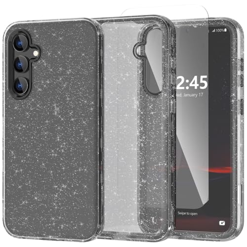 ACKETBOX Hülle für Samsung Galaxy S23 FE 6.4 Zoll, Glitzer Handyhülle mit Galaxy S23 FE, Militärnorm Sturzschutz für S23 fe Hülle (Schwarzes Bling) von ACKETBOX