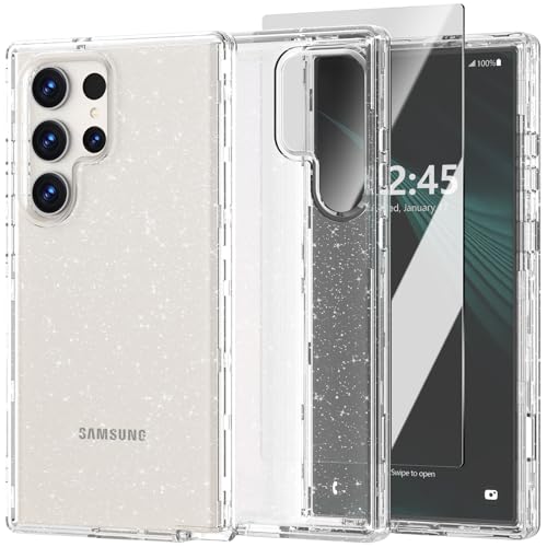 ACKETBOX für Samsung Galaxy S23 Ultra Fall,Glitter Clear Case S23 Ultra, stoßfest Bumper schützende Handyhülle,entworfen für Samsung Galaxy S23 Ultra 5G 6,8 Zoll(Klares Bling) von ACKETBOX