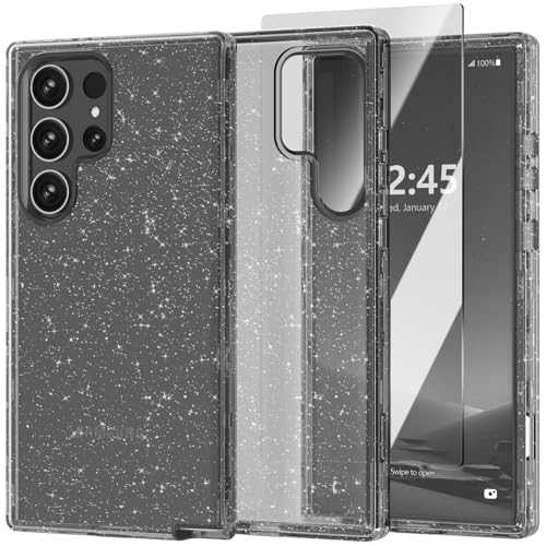 ACKETBOX für Samsung Galaxy S23 Ultra Fall,Glitter Clear Case S23 Ultra,stoßfest Bumper schützende Handyhülle,entworfen für Samsung Galaxy S23 Ultra 5G 6,8 Zoll(Schwarzes Bling) von ACKETBOX