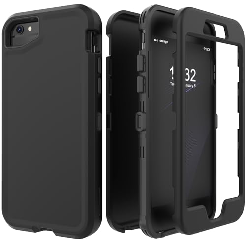 ACKETBOX Schutzhülle für iPhone SE 2022/2020,Hülle Kompatibel für iPhone 8/7,3-Fach Militärschutz, Stoßfest & Kratzgeschützt(Schwarz) von ACKETBOX