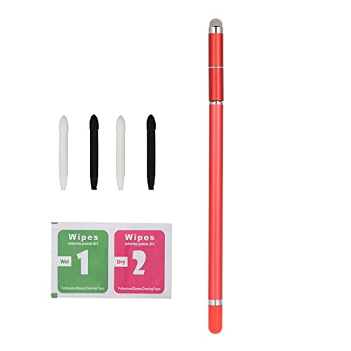 Stylus-Stift für Touchscreen, Stylisten-Stifte für Touchscreens, Verschleißfeste Faserspitze, Handy-Tablet-Stylus-Stift, 4-in-1-Malerei, Handschrift, Kapazitiver Stylus (Rot) von ACOGEDO