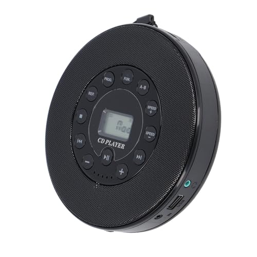 Tragbarer CD-Player- mit Lautsprecher und Anti-Skip-Funktion | Wiederaufladbare CD -Player für Auto und Zuhause | MP3/CD -Kompatibilität USB Aufzeichnungsfunktionen | Schwarz (Black) von ACOGEDO