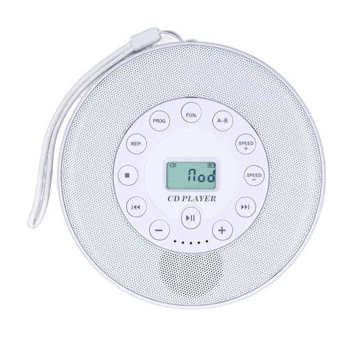 Tragbarer CD-Player- mit Lautsprecher und Anti-Skip-Funktion | Wiederaufladbare CD -Player für Auto und Zuhause | MP3/CD -Kompatibilität USB Aufzeichnungsfunktionen | Schwarz (White) von ACOGEDO