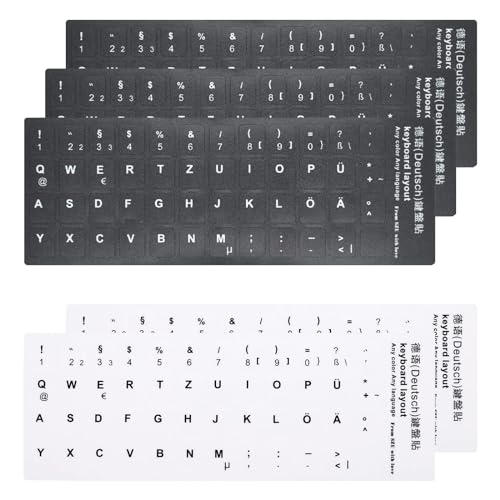 Tastaturaufkleber, 5 Stück Keyboard Stickers Deutsch, Universal Replacement Stickers, für Standard Tastatur, Laptop Tastatur, Apple Tastatur, 3 Schwarz 2 Weiß von ACONDE