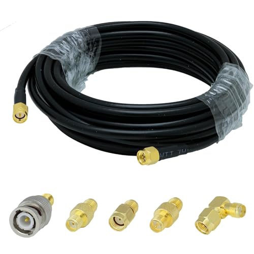 ACONRFTOL SMA Stecker zu Stecker RG58 Kabel 5M und 5 Adapter Set, SMA auf BNC/RPSMA Adapter für WiFi-Antenne, GPS Antenne, FPV-Drohne, SDR Geräte, usw. ACONRFTOL SMA Stecker zu Stecker RG58 Kabel 5M und 5 Adapter Set, SMA auf BNC/RPSMA Adapter für WiFi-Antenne, GPS Antenne, FPV-Drohne, SDR Geräte, usw. von ACONRFTOL