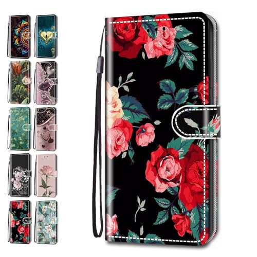 Handyhülle für Samsung Galaxy A14 4G 5G Hülle Muster Herzen Blätter Geblümt Lederhülle Klapphülle Tasche Flip Case Cover Schutzhülle mit Kartenfach Handytasche - Rote Blüten Handyhülle für Samsung Galaxy A14 4G 5G Hülle Muster Herzen Blätter Geblümt Lederhülle Klapphülle Tasche Flip Case Cover Schutzhülle mit Kartenfach Handytasche - Rote Blüten von ACOVER