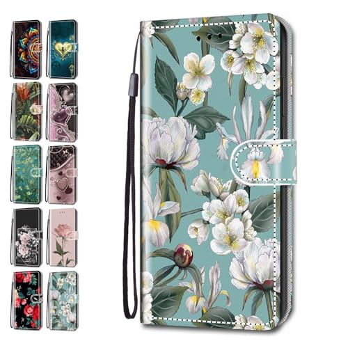Handyhülle für Samsung Galaxy A34 5G Hülle Muster Herzen Blätter Geblümt Lederhülle Klapphülle Tasche Flip Case Cover Schutzhülle mit Kartenfach Handytasche - Weiße Blüten Handyhülle für Samsung Galaxy A34 5G Hülle Muster Herzen Blätter Geblümt Lederhülle Klapphülle Tasche Flip Case Cover Schutzhülle mit Kartenfach Handytasche - Weiße Blüten von ACOVER
