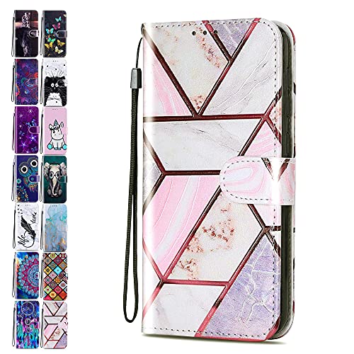 Lederhülle für Huawei P20 Pro / P20 Plus Hülle Muster Handyhülle Flip Case Cover Schutzhülle mit Kartenfach Handytasche für Mädchen Damen - Marmor Gitter von ACOVER