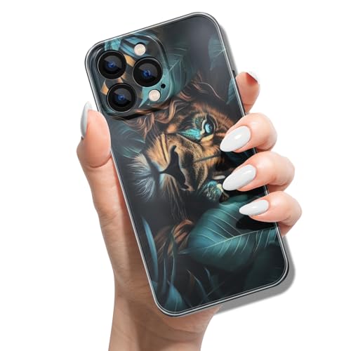 Silikon Hülle für iPhone 11 Pro 5.8 mit Muster Tierdruck TPU Stoßfest Cover Handyhülle Case für Frauen Mädchen Mann Jungen - Blatt löwe von ACOVER