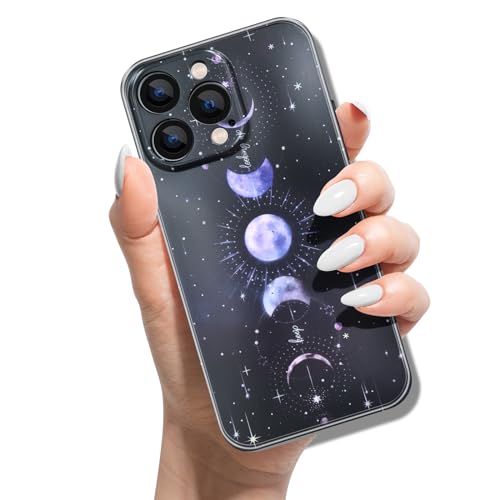 Silikon Hülle für iPhone 13 Pro 6.1 mit Muster Tierdruck TPU Stoßfest Cover Handyhülle Case für Frauen Mädchen Mann Jungen - Mond Sternenhimmel von ACOVER