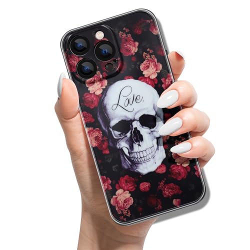 Silikon Hülle für iPhone 13 Pro Max 6.7 mit Muster Tierdruck TPU Stoßfest Cover Handyhülle Case für Frauen Mädchen Mann Jungen - Skelett Rose von ACOVER