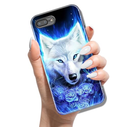 Silikon Hülle für iPhone 8 Plus / 7 Plus 5.5 mit Muster Tierdruck TPU Stoßfest Cover Handyhülle Case für Frauen Mädchen Mann Jungen - Rose Wolf Silikon Hülle für iPhone 8 Plus / 7 Plus 5.5 mit Muster Tierdruck TPU Stoßfest Cover Handyhülle Case für Frauen Mädchen Mann Jungen - Rose Wolf von ACOVER