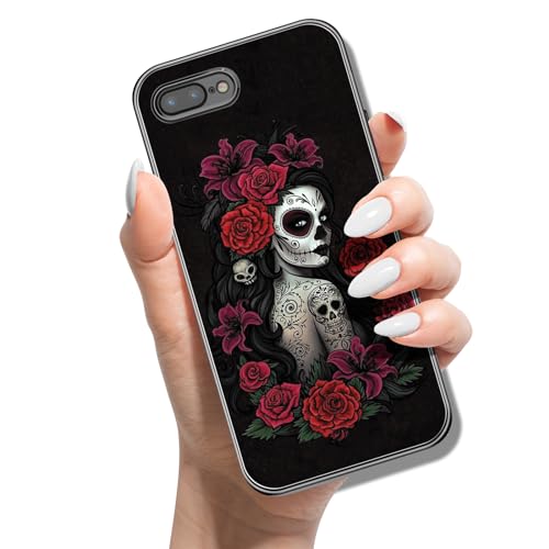 Silikon Hülle für iPhone 8 Plus / 7 Plus 5.5 mit Muster Tierdruck TPU Stoßfest Cover Handyhülle Case für Frauen Mädchen Mann Jungen - Rosen Mädchen von ACOVER