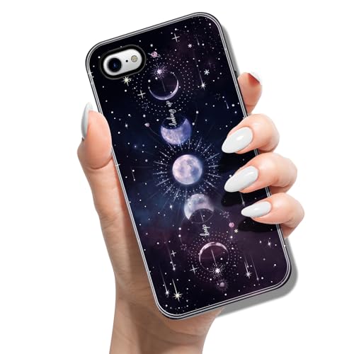 Silikon Hülle für iPhone SE (2022) / SE 2020/8 / 7 mit Muster Tierdruck TPU Stoßfest Cover Handyhülle Case für Frauen Mädchen Mann Jungen - Mond Sternenhimmel von ACOVER