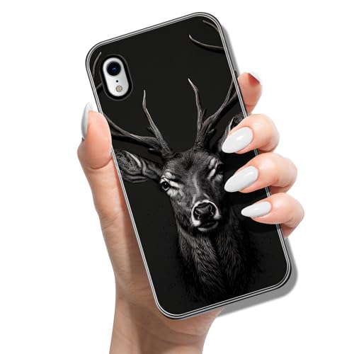 Silikon Hülle für iPhone X XS 5.8 mit Muster Tierdruck TPU Stoßfest Cover Handyhülle Case für Frauen Mädchen Mann Jungen - Hirsch von ACOVER