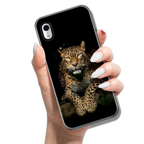 Silikon Hülle für iPhone X XS 5.8 mit Muster Tierdruck TPU Stoßfest Cover Handyhülle Case für Frauen Mädchen Mann Jungen - Leopard von ACOVER