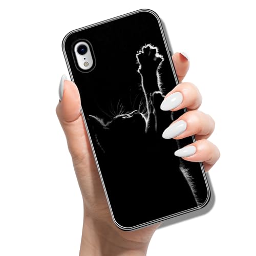 Silikon Hülle für iPhone XR 6.1 mit Muster Tierdruck TPU Stoßfest Cover Handyhülle Case für Frauen Mädchen Mann Jungen - Katzenpfote von ACOVER