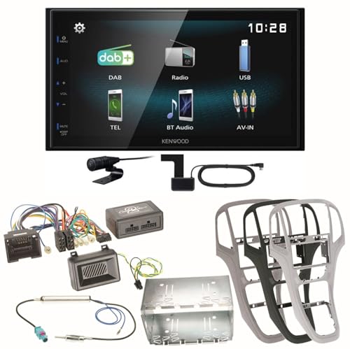 Kenwood DMX-125DAB Bluetooth USB DAB+ MP3 Digitalradio Autoradio Einbauset für Opel Astra J, Farbe der Radioblende:Platin-Silber von ACR-Bad Hersfeld