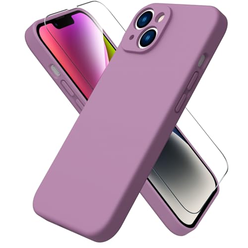 ACRONIX Hülle Kompatibel mit iPhone 14(6.1"),Liquid Silicone Case mit innem Soft Microfaser Tuch Futter,360° Voll abgedeckte stoßfeste Handyhülle für iPhone 14-Lila Flieder von ACRONIX