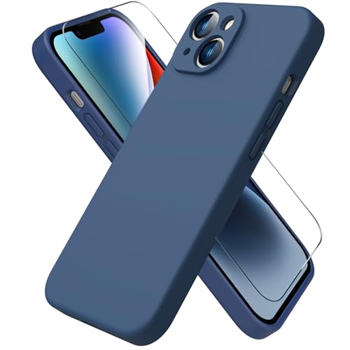 ACRONIX Hülle Kompatibel mit iPhone 14(6.1"),Liquid Silicone Case mit innem Soft Microfaser Tuch Futter,360° Voll abgedeckte stoßfeste Handyhülle für iPhone 14-Tiefe Marine von ACRONIX