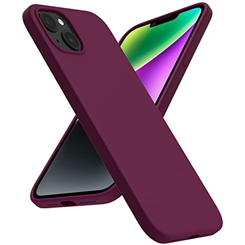 ACRONIX Hülle Kompatibel mit iPhone 14 Plus(6.7"),mit 1 x Panzerglas Schutzfolie,Liquid Silicone Case mit innem Soft Microfaser Tuch Futter,360° Schutz stoßfeste Handyhülle-Rotwein von ACRONIX