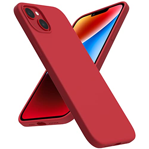 ACRONIX Hülle Kompatibel mit iPhone 14 Plus(6.7"),mit 1 x Panzerglas Schutzfolie,Liquid Silicone Case mit innem Soft Microfaser Tuch Futter,360° Voll Schutz stoßfeste Handyhülle-Rot von ACRONIX