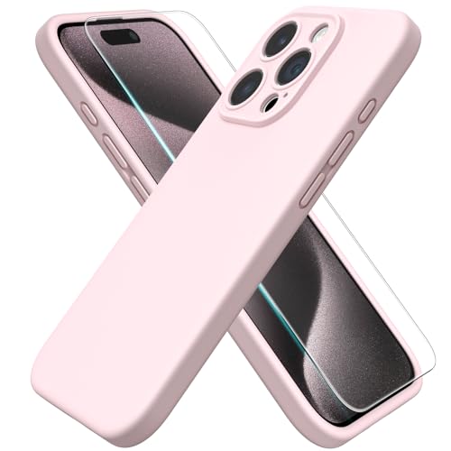 ACRONIX Hülle Kompatibel mit iPhone 15 Pro(6.1"),Liquid Silicone Case mit innem Soft Microfaser Tuch Futter,360° abgedeckte stoßfeste Handyhülle für iPhone 15-Heißes Rosa von ACRONIX