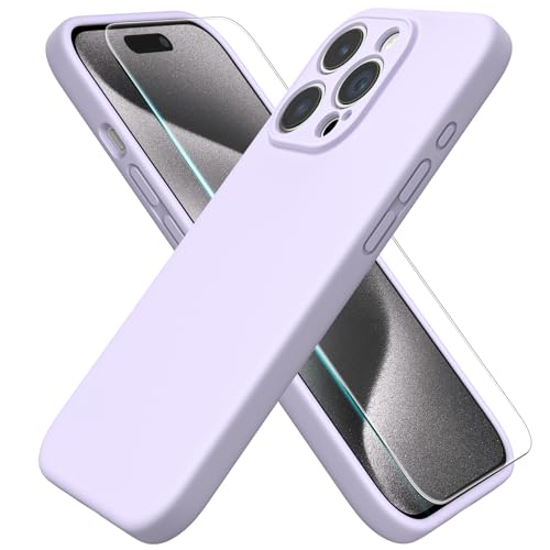 ACRONIX Hülle Kompatibel mit iPhone 15 Pro(6.1"),Liquid Silicone Case mit innem Soft Microfaser Tuch Futter,360° abgedeckte stoßfeste Handyhülle für iPhone 15-Pastell Flieder von ACRONIX