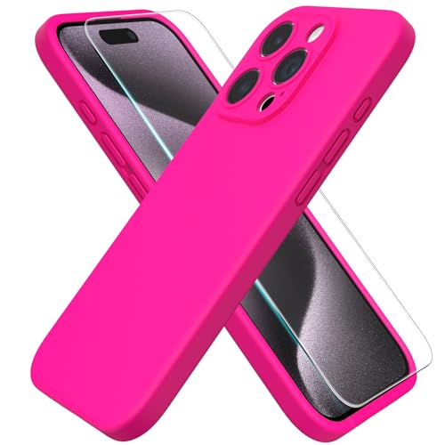 ACRONIX Hülle Kompatibel mit iPhone 15 Pro(6.1"),Liquid Silicone Case mit innem Soft Microfaser Tuch Futter,360° abgedeckte stoßfeste Handyhülle für iPhone 15-Rose Rot von ACRONIX