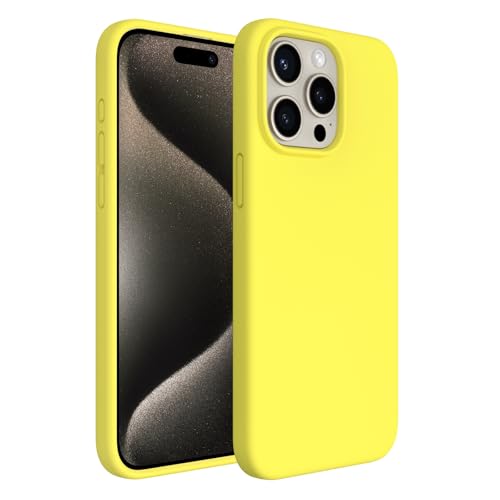 ACRONIX Hülle Kompatibel mit iPhone 15 Pro Max(6,7"),Case mit innem Soft Microfaser Tuch Futter,Ultra Dünn Stoßfester Kratzfestem Handyhülle [Kompletter Schutz]-Gelb von ACRONIX