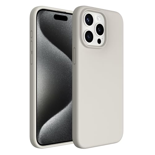 ACRONIX Hülle Kompatibel mit iPhone 15 Pro Max(6,7"),Case mit innem Soft Microfaser Tuch Futter,Ultra Dünn Stoßfester Kratzfestem Handyhülle [Kompletter Schutz]-Steingrau von ACRONIX