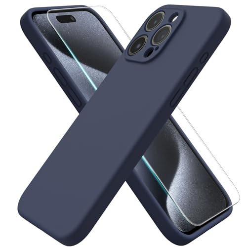 ACRONIX Hülle Kompatibel mit iPhone 15 Pro Max(6.7"),Liquid Silicone Case mit innem Soft Microfaser Tuch Futter,360° abgedeckte stoßfeste Handyhülle für iPhone 15-Mitternachtsblau von ACRONIX