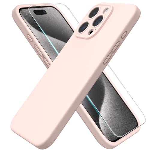 ACRONIX Hülle Kompatibel mit iPhone 15 Pro Max(6.7"),Liquid Silicone Case mit innem Soft Microfaser Tuch Futter,360° abgedeckte stoßfeste Handyhülle für iPhone 15-Rosa von ACRONIX