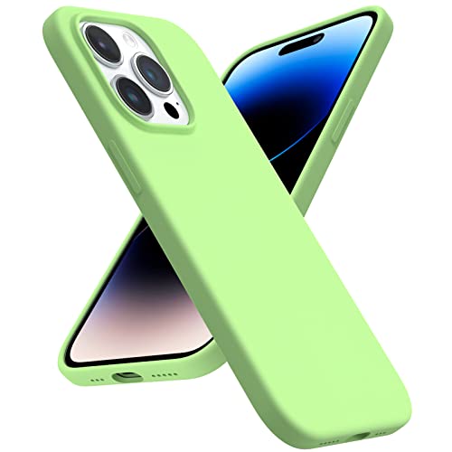 ACRONIX Liquid Silicone Hülle Kompatibel mit iPhone 14 Pro(6,1"),Liquid Silicone Case mit innem Soft Microfaser Tuch Futter,Ultra Dünn Stoßfester Kratzfestem Handyhülle [Kompletter Schutz]-Zartes Grün von ACRONIX