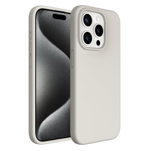 ACRONIX Liquid Silicone Hülle Kompatibel mit iPhone 15 Pro(6,1"),Liquid Silicone Case mit innem Soft Microfaser Tuch Futter,Ultra Dünn Stoßfester Kratzfestem Handyhülle [Kompletter Schutz]-Steingrau von ACRONIX