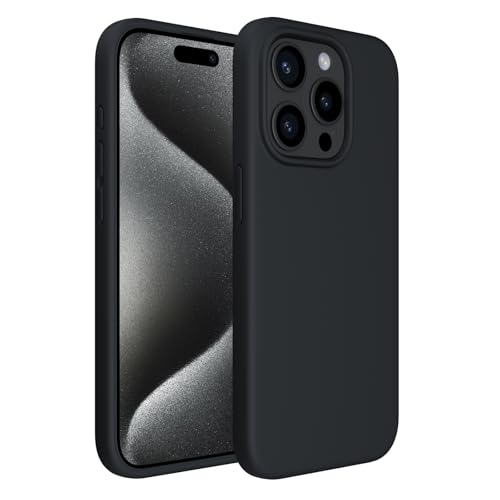 ACRONIX Liquid Silicone Hülle Kompatibel mit iPhone 15 Pro(6,1"),Liquid Silicone Case mit innem Soft Microfaser Tuch Futter,Ultra Dünn Stoßfester Kratzfestem Handyhülle [Kompletter Schutz]-Schwarz von ACRONIX