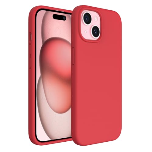 ACRONIX Silikon Hülle Kompatibel mit iPhone 15(6,1"),Liquid Silicone Case mit innem Soft Microfaser Tuch Futter,Ultra Dünn Stoßfester Kratzfestem Handyhülle-Rot von ACRONIX