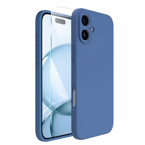 ACRONIX für iPhone 16 Hülle (6.1"), Hochwertige Silikon für iPhone 16 Handyhülle mit Kameraschutz und 1 Schutzfolien, 360° Rundumschutz, stoßfestes Mikrofaserfutter Case -Blau von ACRONIX