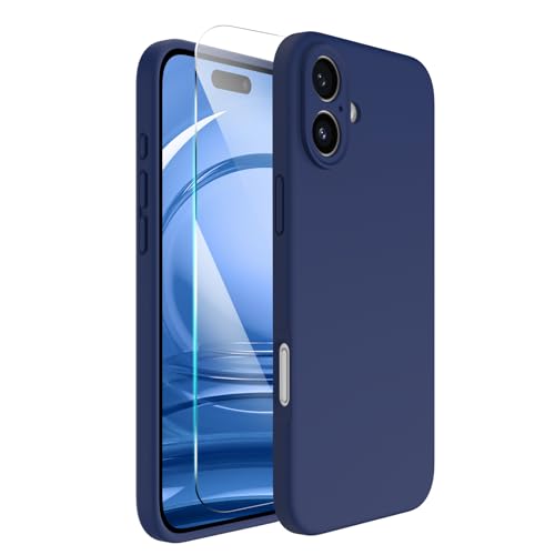ACRONIX für iPhone 16 Hülle (6.1"), Hochwertige Silikon für iPhone 16 Handyhülle mit Kameraschutz und 1 Schutzfolien, 360° Rundumschutz, stoßfestes Mikrofaserfutter Case-Dunkelmarine von ACRONIX
